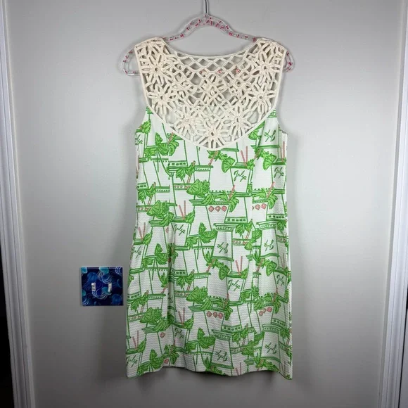 Lilly Pulitzer Lacina Mint Julep Kentucky Derby Shift Lattice Dress Size 10 - Picture 10 of 15